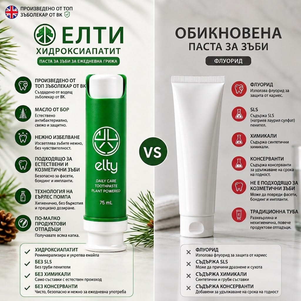 Разликата между елти паста и комерсиални пасти за зъби